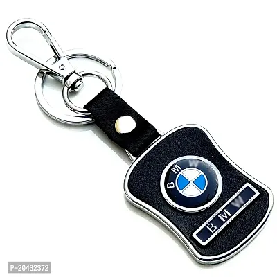 AAYUSH LEATHER KEYCHAINS AND KEYRINGS COMPATIBLE WITH CARS AND BIKES (Mercedes | Bmw | Audi | Tata | Maruti Suzuki | Hyundai | Honda | Royal Enfield) (BM BLACK BLUE MID LEATHER)