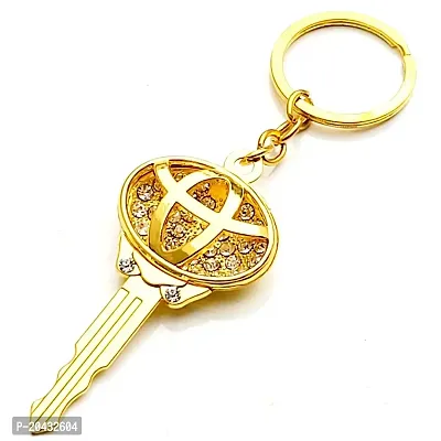 AAYUSH KEYCHAINS AND KEYRINGS COMPATIBLE WITH CARS AND BIKES (Mercedes | Bmw | Audi | Tata | Suzuki | Hyundai | Honda | Royal Enfield) (TOYOT-A FANCY GOLDEN NEW)-thumb3