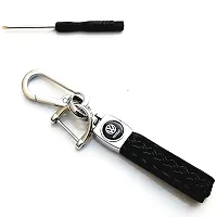 AAYUSH LEATHER KEYCHAINS AND KEYRINGS COMPATIBLE WITH CARS AND BIKES (Mercedes | Bmw | Audi | Tata | Maruti Suzuki | Hyundai | Honda | Royal Enfield) (VOLKSWAGN BLACK LEATHER HOOK SCREW)-thumb3