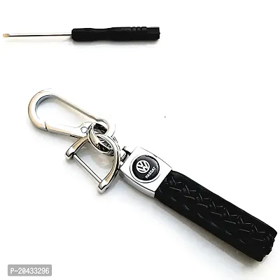 AAYUSH LEATHER KEYCHAINS AND KEYRINGS COMPATIBLE WITH CARS AND BIKES (Mercedes | Bmw | Audi | Tata | Maruti Suzuki | Hyundai | Honda | Royal Enfield) (VOLKSWAGN BLACK LEATHER HOOK SCREW)-thumb4