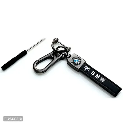 AAYUSH LEATHER KEYCHAINS AND KEYRINGS COMPATIBLE WITH CARS AND BIKES (Mercedes | Bmw | Audi | Tata | Maruti Suzuki | Hyundai | Honda | Royal Enfield) (BM LEATHER STRAP SCREW HOOK)-thumb2