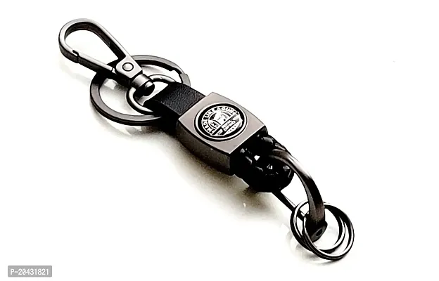 AAYUSH LEATHER KEYCHAINS AND KEYRINGS COMPATIBLE WITH CARS AND BIKES (Mercedes | Bmw | Audi | Tata | Maruti Suzuki | Hyundai | Honda | Royal Enfield) (ROYAL ENFIELD BLACK LEATHER HOOK THREAD)-thumb0