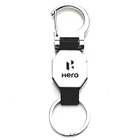 AAYUSH LEATHER KEYCHAINS AND KEYRINGS COMPATIBLE WITH CARS AND BIKES (Mercedes | Bmw | Audi | Tata | Maruti Suzuki | Hyundai | Honda | Royal Enfield) (HERO DOUBLE SIDE HOOK BLACK)-thumb2