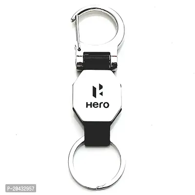 AAYUSH LEATHER KEYCHAINS AND KEYRINGS COMPATIBLE WITH CARS AND BIKES (Mercedes | Bmw | Audi | Tata | Maruti Suzuki | Hyundai | Honda | Royal Enfield) (HERO DOUBLE SIDE HOOK BLACK)-thumb3