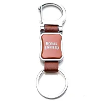 AAYUSH LEATHER KEYCHAINS AND KEYRINGS COMPATIBLE WITH CARS AND BIKES (Mercedes | Bmw | Audi | Tata | Maruti Suzuki | Hyundai | Honda | Royal Enfield) (ROYAL ENFIELD BROWN LEATHER STRAP LUXURY)-thumb1