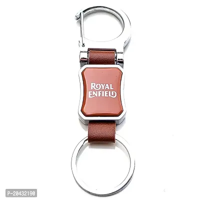 AAYUSH LEATHER KEYCHAINS AND KEYRINGS COMPATIBLE WITH CARS AND BIKES (Mercedes | Bmw | Audi | Tata | Maruti Suzuki | Hyundai | Honda | Royal Enfield) (ROYAL ENFIELD BROWN LEATHER STRAP LUXURY)-thumb2