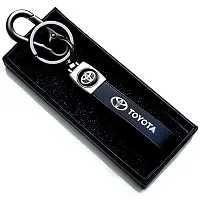 AAYUSH KEYCHAINS AND KEYRINGS COMPATIBLE WITH CARS AND BIKES (Mercedes | Bmw | Audi | Tata | Suzuki | Hyundai | Honda | Royal Enfield) (TOYOT-A BLACK LEATHER STRAP HOOK)-thumb2