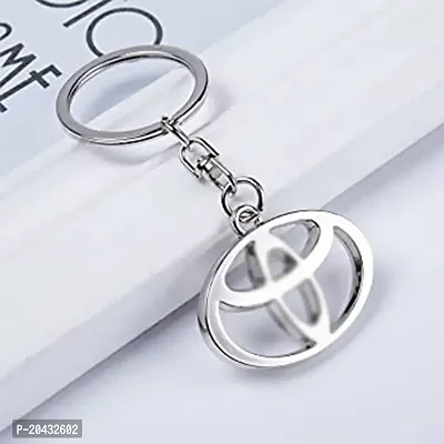 AAYUSH KEYCHAINS AND KEYRINGS COMPATIBLE WITH CARS AND BIKES (Mercedes | Bmw | Audi | Tata | Suzuki | Hyundai | Honda | Royal Enfield) (TOYOT-A STEEL SILVER)-thumb0