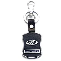 AAYUSH LEATHER KEYCHAINS AND KEYRINGS COMPATIBLE WITH CARS AND BIKES (Mercedes | Bmw | Audi | Tata | Maruti Suzuki | Hyundai | Honda | Royal Enfield) (MAHINDRA BLACK AND SILVER MID LEATHER)-thumb2