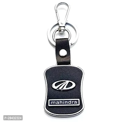 AAYUSH LEATHER KEYCHAINS AND KEYRINGS COMPATIBLE WITH CARS AND BIKES (Mercedes | Bmw | Audi | Tata | Maruti Suzuki | Hyundai | Honda | Royal Enfield) (MAHINDRA BLACK AND SILVER MID LEATHER)-thumb3