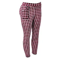 Aayush Stylish and Elegant Free Size Printed Check HIGH Waist RED White Colored Jeggings for Women and Girls-thumb1