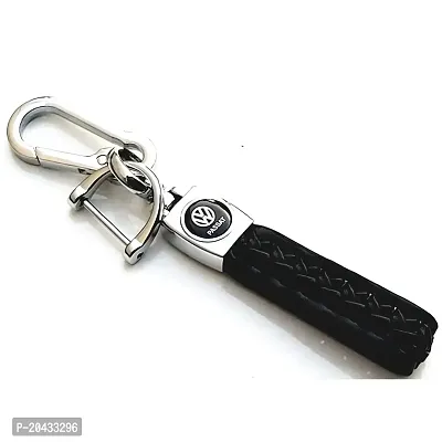 AAYUSH LEATHER KEYCHAINS AND KEYRINGS COMPATIBLE WITH CARS AND BIKES (Mercedes | Bmw | Audi | Tata | Maruti Suzuki | Hyundai | Honda | Royal Enfield) (VOLKSWAGN BLACK LEATHER HOOK SCREW)