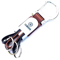 AAYUSH LEATHER KEYCHAINS AND KEYRINGS COMPATIBLE WITH CARS AND BIKES (Mercedes | Bmw | Audi | Tata | Suzuki | Hyundai | Honda | Royal Enfield | Toyota) (YAMAHA FLOWER STYLE BROWN)-thumb3