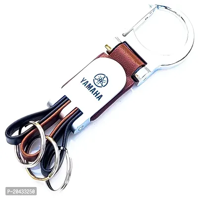 AAYUSH LEATHER KEYCHAINS AND KEYRINGS COMPATIBLE WITH CARS AND BIKES (Mercedes | Bmw | Audi | Tata | Suzuki | Hyundai | Honda | Royal Enfield | Toyota) (YAMAHA FLOWER STYLE BROWN)-thumb4