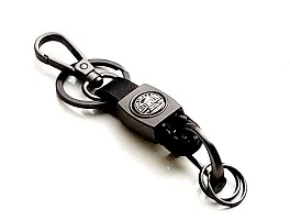 AAYUSH LEATHER KEYCHAINS AND KEYRINGS COMPATIBLE WITH CARS AND BIKES (Mercedes | Bmw | Audi | Tata | Maruti Suzuki | Hyundai | Honda | Royal Enfield) (ROYAL ENFIELD BLACK LEATHER HOOK THREAD)-thumb1