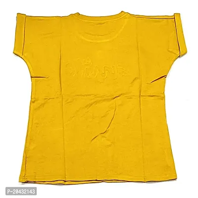 Aayush Premium and Stylish Half Sleeve Free Size Regular FIT T-Shirts for Women and Girls (Smile Yellow Color T-Shirts)-thumb2