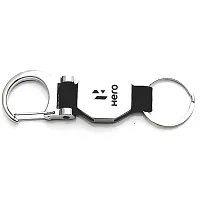 AAYUSH LEATHER KEYCHAINS AND KEYRINGS COMPATIBLE WITH CARS AND BIKES (Mercedes | Bmw | Audi | Tata | Maruti Suzuki | Hyundai | Honda | Royal Enfield) (HERO DOUBLE SIDE HOOK BLACK)-thumb1