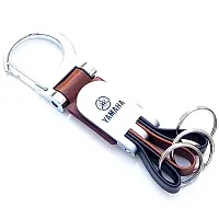 AAYUSH LEATHER KEYCHAINS AND KEYRINGS COMPATIBLE WITH CARS AND BIKES (Mercedes | Bmw | Audi | Tata | Suzuki | Hyundai | Honda | Royal Enfield | Toyota) (YAMAHA FLOWER STYLE BROWN)-thumb1