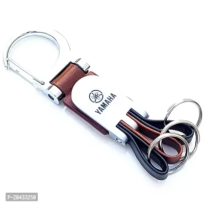 AAYUSH LEATHER KEYCHAINS AND KEYRINGS COMPATIBLE WITH CARS AND BIKES (Mercedes | Bmw | Audi | Tata | Suzuki | Hyundai | Honda | Royal Enfield | Toyota) (YAMAHA FLOWER STYLE BROWN)-thumb2