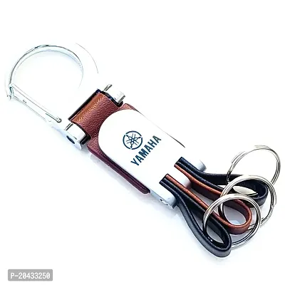 AAYUSH LEATHER KEYCHAINS AND KEYRINGS COMPATIBLE WITH CARS AND BIKES (Mercedes | Bmw | Audi | Tata | Suzuki | Hyundai | Honda | Royal Enfield | Toyota) (YAMAHA FLOWER STYLE BROWN)