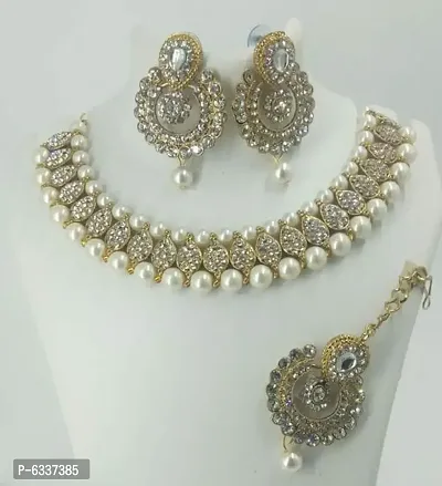 Shimmering Alloy Feminine Chic Jewellery Sets For Women And Girls