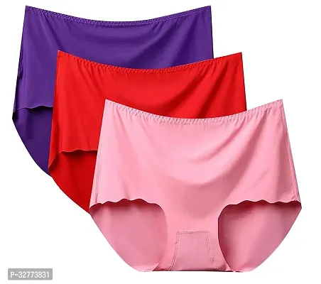 Stylish Multicoloured Silk Solid Briefs For Women Pack Of 3