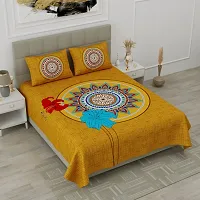 Classic Cotton Rangoli Brown Double Bedsheet Pillow Two Cover-thumb3