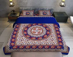 Classic Cotton Round Hathi Blue Double Bedsheet With Two Pillow Covers-thumb3