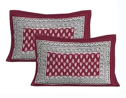 Classic Cotton Small Buti Maroon Printed Double Bedsheet With Two Pillow Covers-thumb1