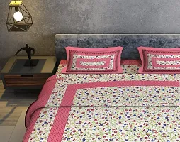 Classic Cotton Bindia Pink Printed Double Bedsheet With Two Pillow Covers-thumb3