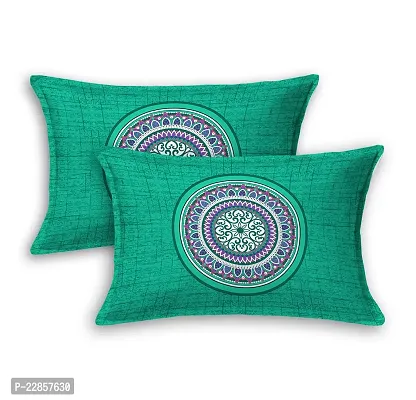 Classic Cotton Rangoli Sea Green Double Bedsheet Pillow Two Cover-thumb3