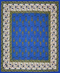 Classic Cotton Mughal Print Navy Blue Double Bedsheet With Two Pillow Covers-thumb3