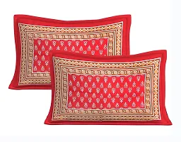 Classic Cotton Small Buti Red Printed Double Bedsheet With Two Pillow Covers-thumb1