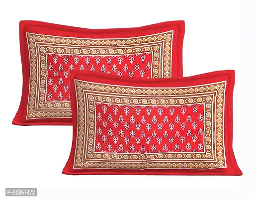 Classic Cotton Small Buti Red Printed Double Bedsheet With Two Pillow Covers-thumb2