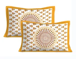 Classic Cotton Morrpankh Yellow Printed Double Bedsheet With Two Pillow Covers-thumb3