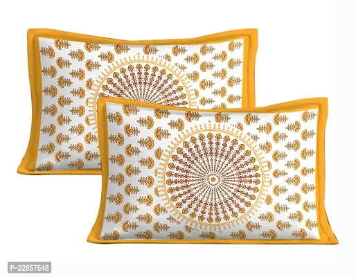 Classic Cotton Morrpankh Yellow Printed Double Bedsheet With Two Pillow Covers-thumb4