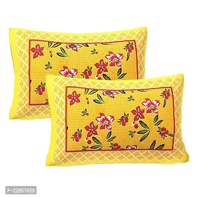 Classic Cotton Titli Yellow Double Bedsheet Pillow Two Cover-thumb2