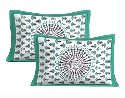 Classic Cotton Morrpankh Sea Green Printed Double Bedsheet With Two Pillow Covers-thumb3