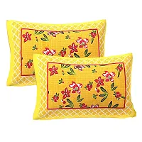 Classic Cotton Titli Yellow Double Bedsheet Pillow Two Cover-thumb2