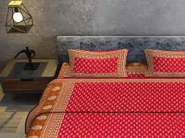 Classic Cotton Small Buti Red Printed Double Bedsheet With Two Pillow Covers-thumb3