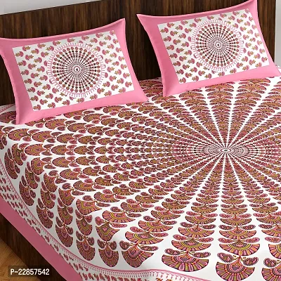 Classic Cotton Morrpankh Pink Printed Double Bedsheet With Two Pillow Covers-thumb3