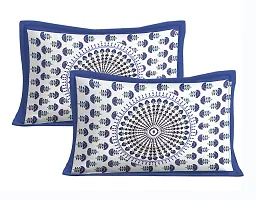 Classic Cotton Morrpankh Blue Printed Double Bedsheet With Two Pillow Covers-thumb2