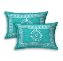 Classic Cotton Sea Green Adimanav Printed Double Bedsheet With Two Pillow Covers-thumb2