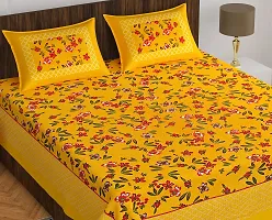 Classic Cotton Yellow Titli Double Bedsheet Pillow Two Cover-thumb1