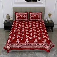 Classic Cotton Maroon Flower Printed Double Bedsheet With Two Pillow Covers-thumb1