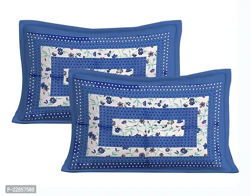 Classic Cotton Bindia Blue Printed Double Bedsheet With Two Pillow Covers-thumb3