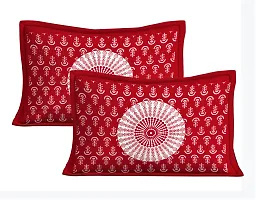 Classic Cotton Maroon Morrpankh Double Bedsheet  With Two Pillow Covers-thumb1