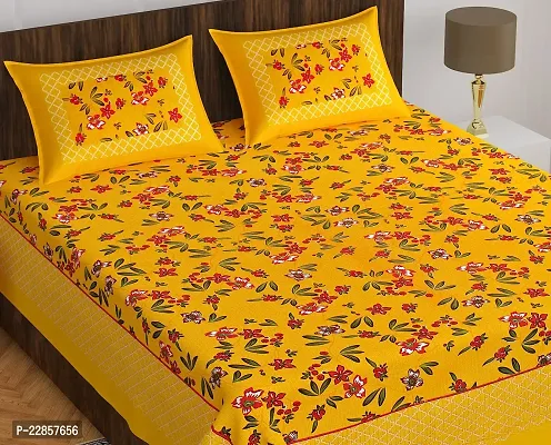 Classic Cotton Yellow Titli Double Bedsheet Pillow Two Cover-thumb3