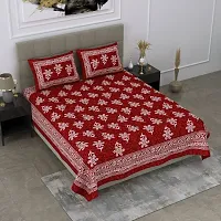 Classic Cotton Maroon Flower Printed Double Bedsheet With Two Pillow Covers-thumb3