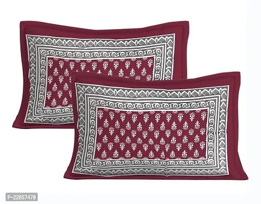 Classic Cotton Small Buti Maroon Printed Double Bedsheet With Two Pillow Covers-thumb3